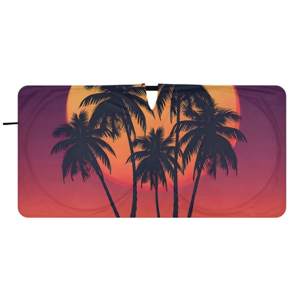 BZSMCE Coconut Tree Sunset Shade Foldable UV Protection for Car SUV Truck 59" x 30"/62" x 32"