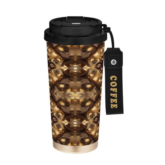 BZSMCE Coffe Bottles Stainless Steel Travel Mug With Fasshion Amber Mosaic Printed