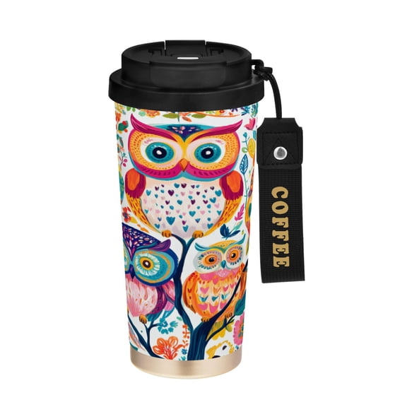 BZSMCE Coffe Bottles Stainless Steel Travel Mug With Fasshion Colorful Guardians Of The Forest Printed