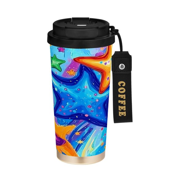 BZSMCE Coffe Bottles Stainless Steel Travel Mug With Fasshion Cosmic Starscape Printed