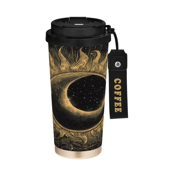 BZSMCE Coffe Bottles Stainless Steel Travel Mug With Fasshion Cosmic Sunburst Printed