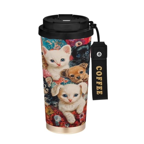 BZSMCE Coffe Bottles Stainless Steel Travel Mug With Fasshion Cozy Companions Together Printed