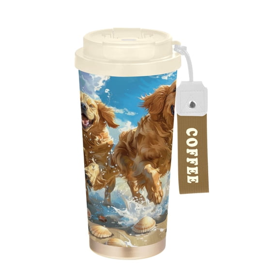 BZSMCE Coffe Bottles Stainless Steel Water Bottle With Fasshion Beach Buddies Splashing Fun Printed