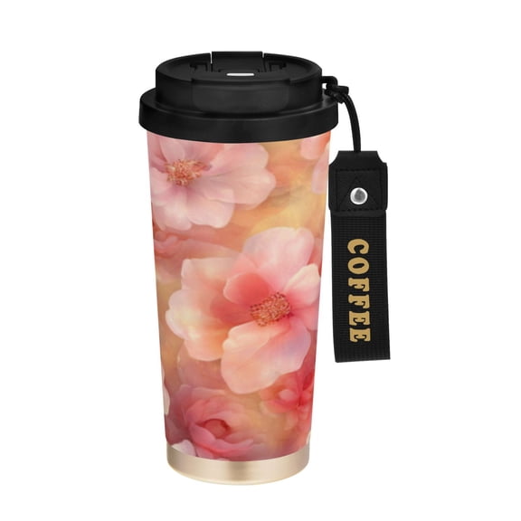 BZSMCE Coffe Bottles Stainless Steel Water Bottle With Fasshion Cherry Blossom Dream Printed