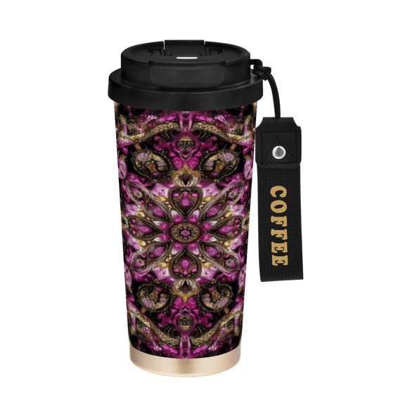 BZSMCE Coffe Bottles Stainless Steel Water Bottle With Fasshion Cosmic Bloom Printed