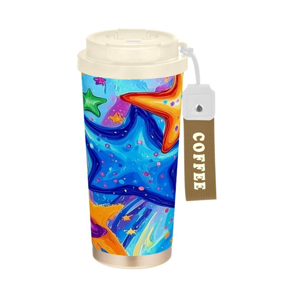 BZSMCE Coffe Bottles Stainless Steel Water Bottle With Fasshion Cosmic Starscape Printed