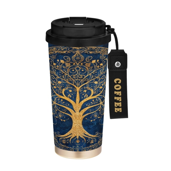 BZSMCE Coffe Bottles Stainless Steel Water Bottle With Fasshion Golden Circle Of Life Printed