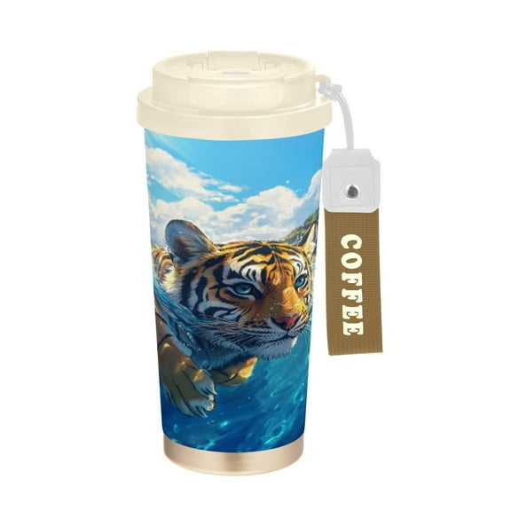 BZSMCE Coffe Bottles Stainless Steel Water Bottle With Fasshion Majestic Tiger's Swim Printed