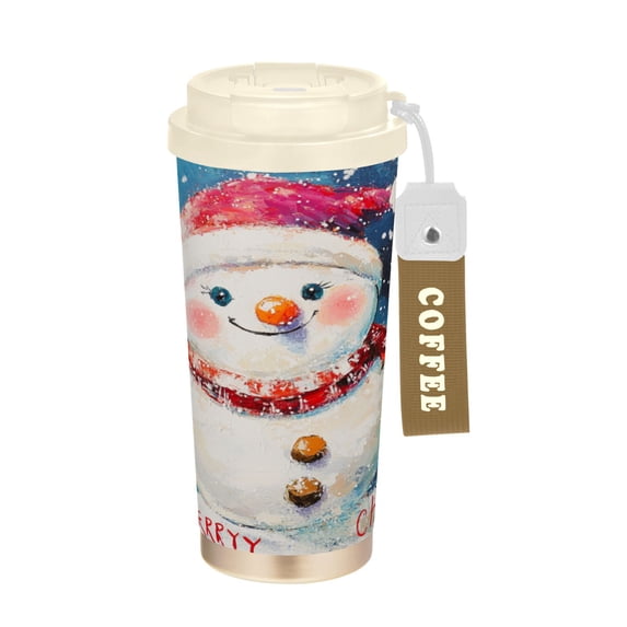 BZSMCE Coffe Bottles Stainless Steel Water Bottle With Fasshion Merry Christmas Snowman Printed