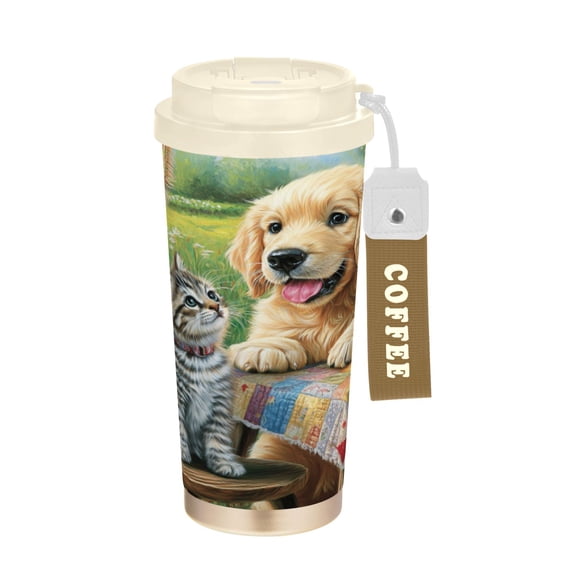 BZSMCE Coffe Bottles Stainless Steel Water Bottle With Fasshion Paw-sitive Pals Printed