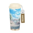 thumbnail image 1 of BZSMCE Coffe Bottles Stainless Steel Water Bottle With Fasshion Pink Blooming Rose Printed, 1 of 8
