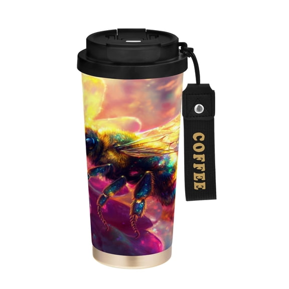BZSMCE Coffe Bottles Stainless Steel Water Bottle With Fasshion Radiant Bee in Bloom Printed
