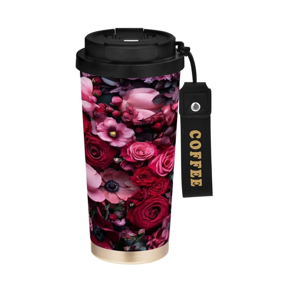 BZSMCE Coffe Bottles Stainless Steel Water Bottle With Fasshion Rose Garden Serenade Printed