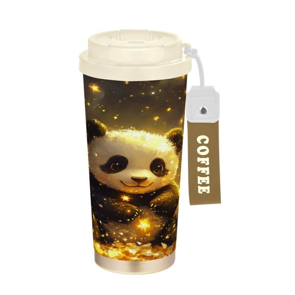 BZSMCE Coffe Bottles Stainless Steel Water Bottle With Fasshion Sparkling Panda Joy Printed