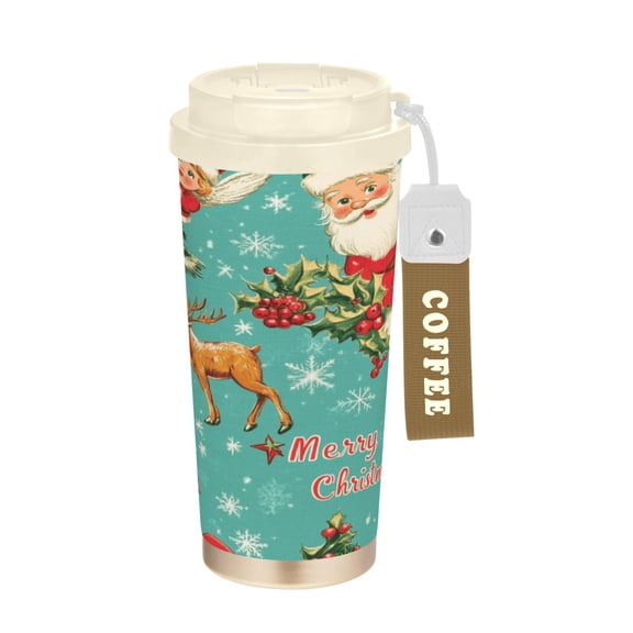 BZSMCE Coffe Bottles Stainless Steel Water Bottle With Fasshion Vintage Christmas Cheer Printed