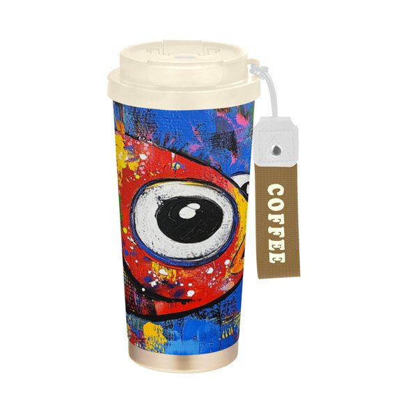 BZSMCE Coffe Bottles Stainless Steel Water Bottle With Fasshion Whimsical Fin Printed