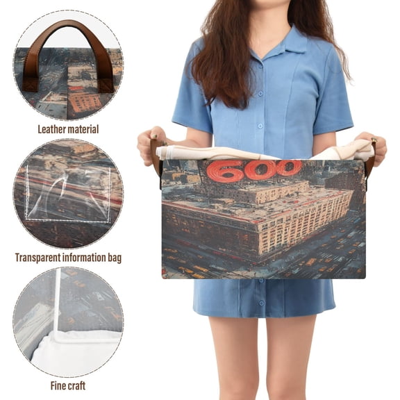 BZSMCE Collapsible Fabric Cube Storage Bins 600 Edifice Design Pattern Storage Box