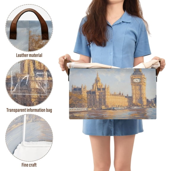 BZSMCE Collapsible Fabric Cube Storage Bins Autumn View Of Big Ben Pattern Design Pattern Storage Box