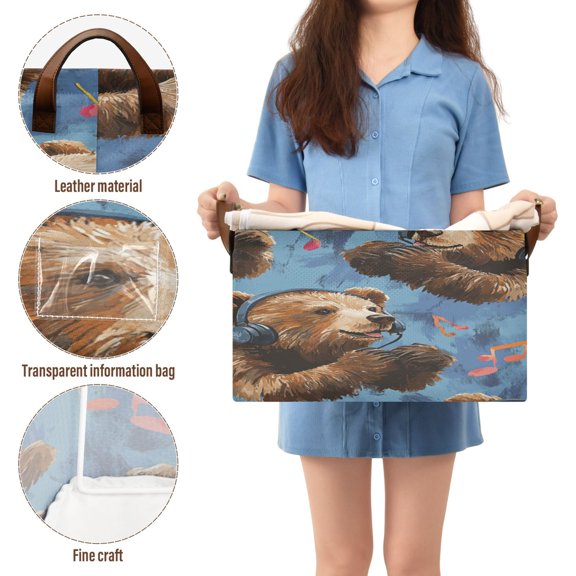 BZSMCE Collapsible Fabric Cube Storage Bins Bear Play Music Design Pattern Storage Box