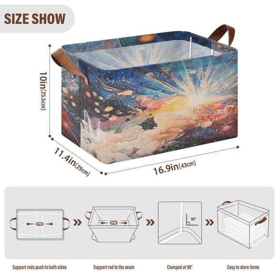 BZSMCE Collapsible Fabric Cube Storage Bins Big Bang Design Pattern Storage Box