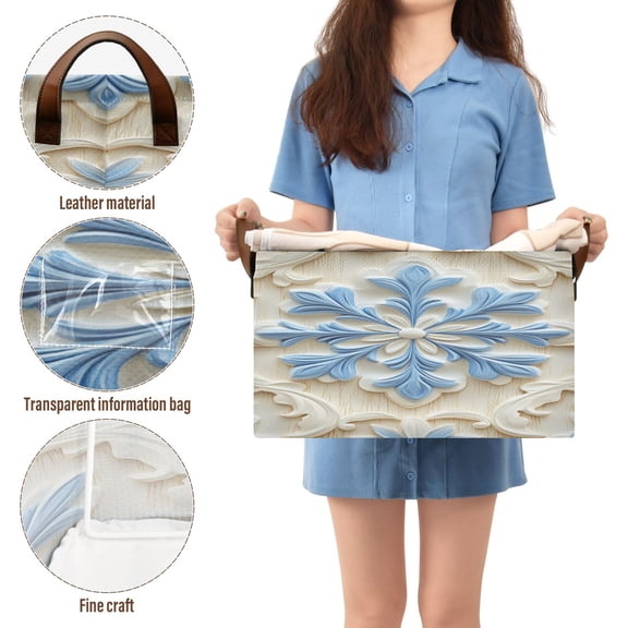 BZSMCE Collapsible Fabric Cube Storage Bins Blue Snowflake Design Pattern Storage Box