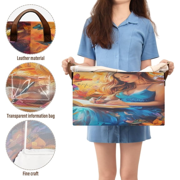 BZSMCE Collapsible Fabric Cube Storage Bins Booking Girl Design Pattern Storage Box