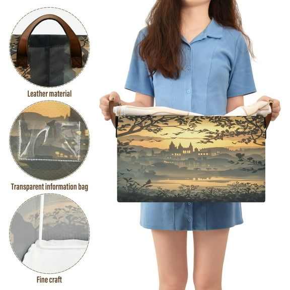 BZSMCE Collapsible Fabric Cube Storage Bins Castle in The Forest Design Pattern Storage Box