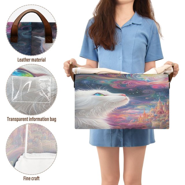 BZSMCE Collapsible Fabric Cube Storage Bins Cats and Tower Design