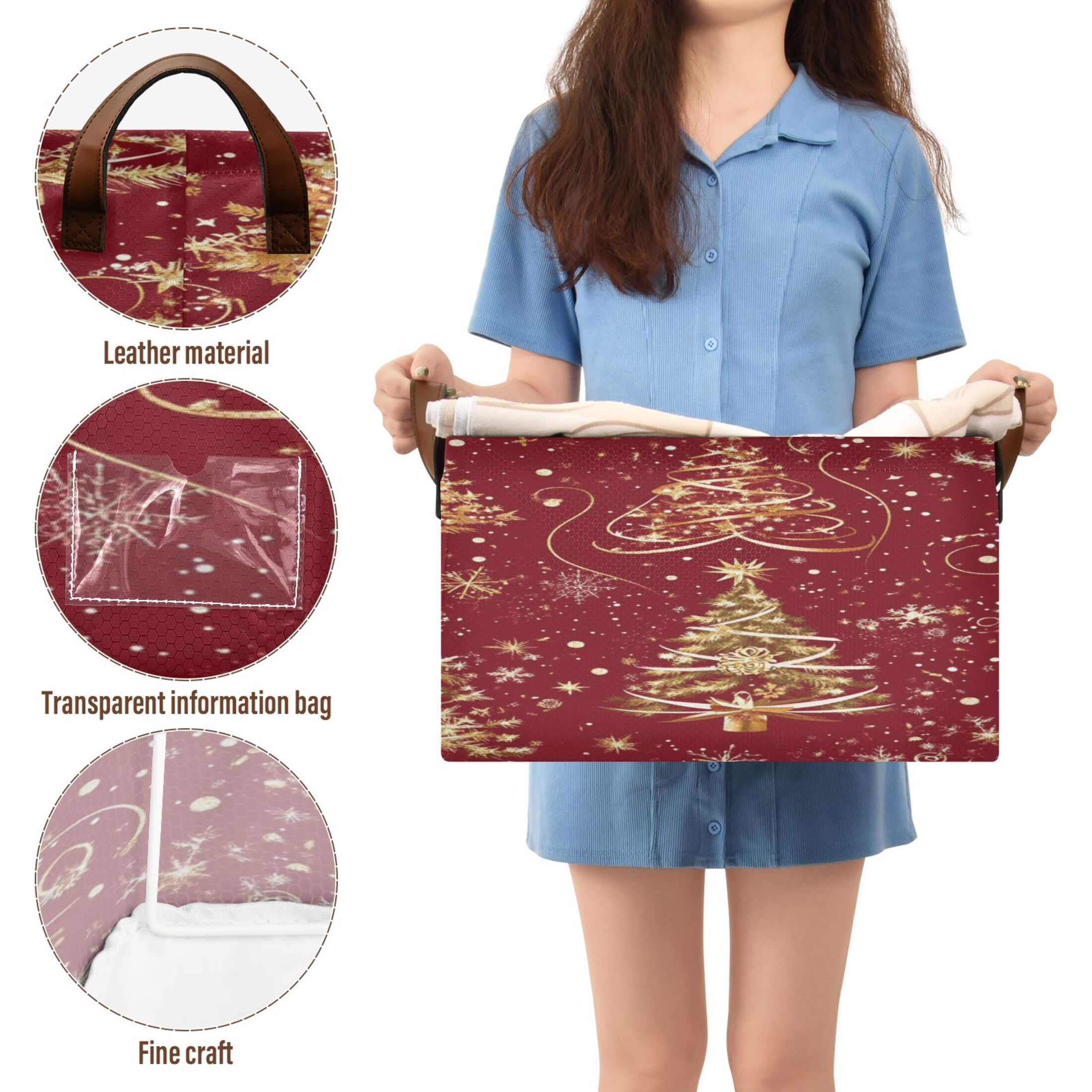 BZSMCE Collapsible Fabric Cube Storage Bins Christmas Trees with