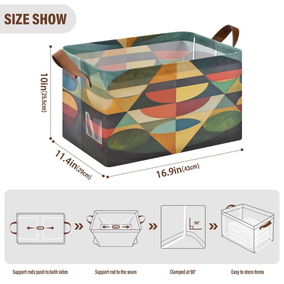 BZSMCE Collapsible Fabric Cube Storage Bins Circles and Triangles Design Pattern Storage Box