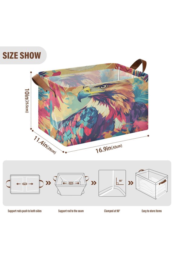 Collapsible Fabric Cube Storage Bins Colorful Bird Plainting Design Pattern Storage Box