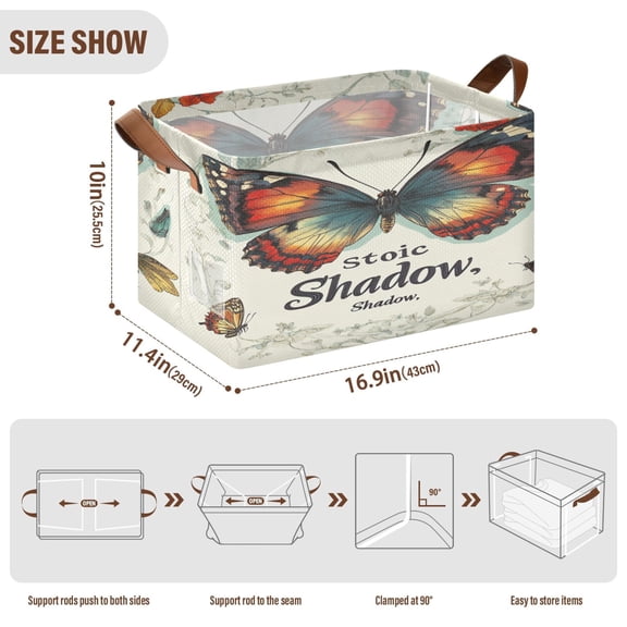 BZSMCE Collapsible Fabric Cube Storage Bins Colorful Butterfly Poster Design Pattern Storage Box