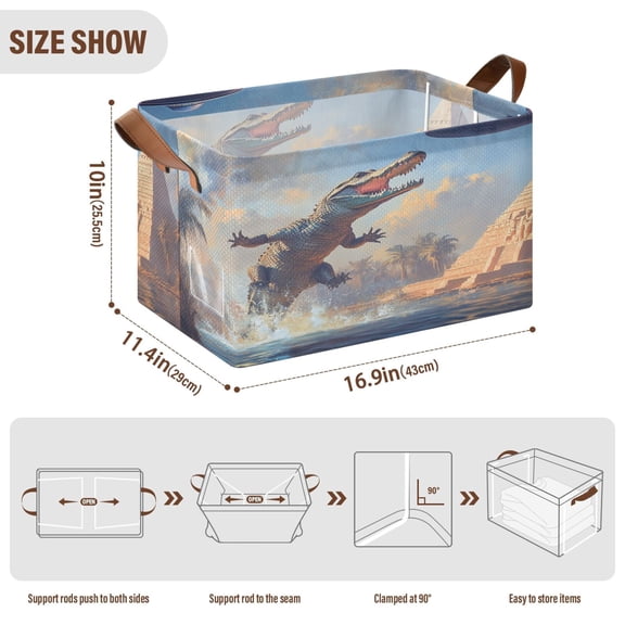 BZSMCE Collapsible Fabric Cube Storage Bins Crocodile Jumped Print Design Pattern Storage Box