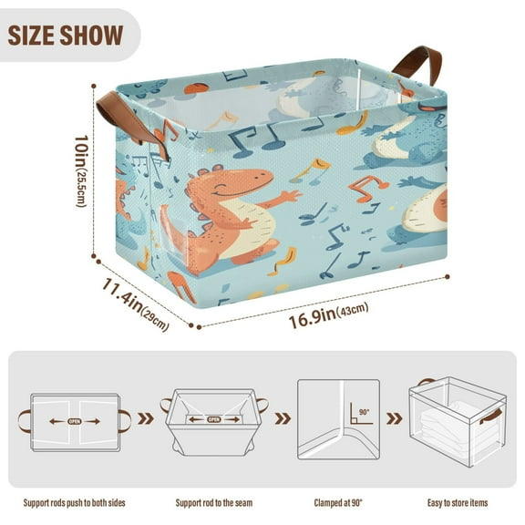 BZSMCE Collapsible Fabric Cube Storage Bins Cute Dinosaur Design Pattern Storage Box