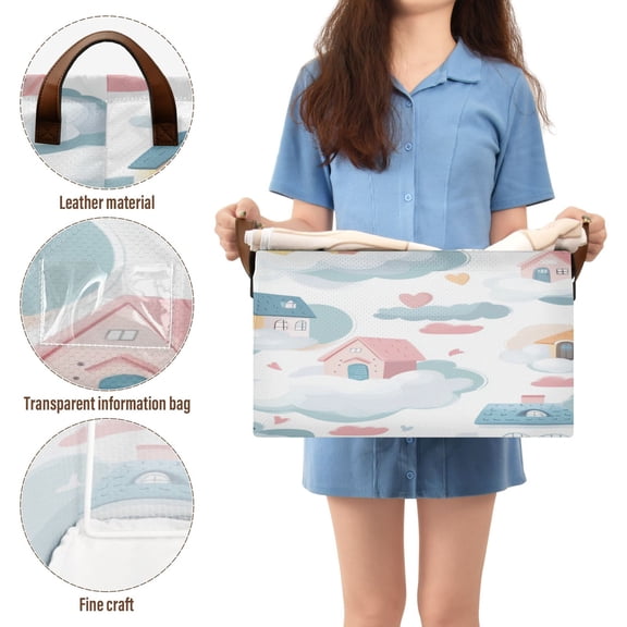 BZSMCE Collapsible Fabric Cube Storage Bins Cute House on The Sky Design Pattern Storage Box