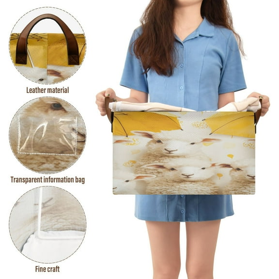 BZSMCE Collapsible Fabric Cube Storage Bins Cute Sheeps Holding Yellow Design Pattern Storage Box