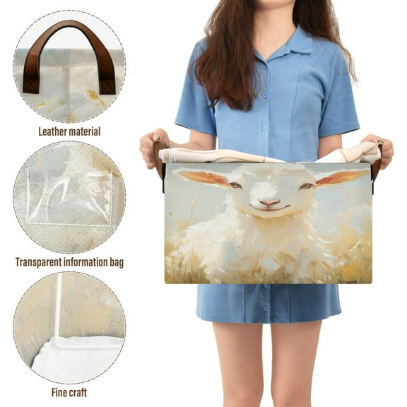 BZSMCE Collapsible Fabric Cube Storage Bins Cute White Goat Design Pattern Storage Box