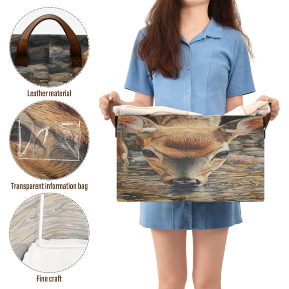 BZSMCE Collapsible Fabric Cube Storage Bins Deer Drinking Water From_the_river_wi_94e61581-cbf4-480e-b0d9-4 Design Pattern Storage Box