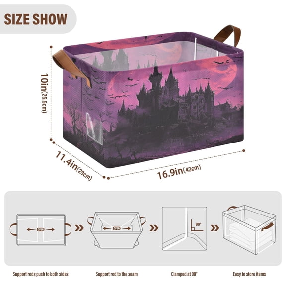 BZSMCE Collapsible Fabric Cube Storage Bins Dilapidated Castle Design Pattern Storage Box