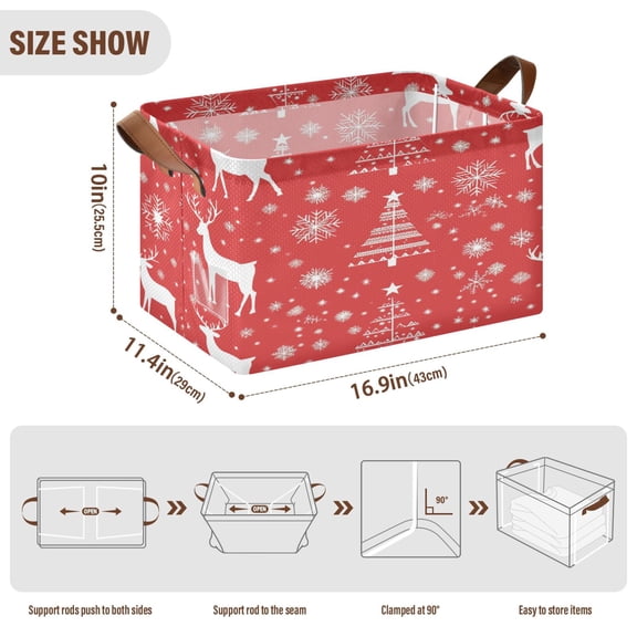 BZSMCE Collapsible Fabric Cube Storage Bins Elegan Christmas Print Design Pattern Storage Box