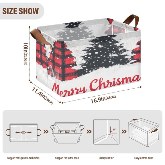 BZSMCE Collapsible Fabric Cube Storage Bins Fashion Buffalo Plaid Pattern Design Pattern Storage Box