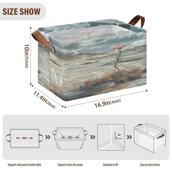 BZSMCE Collapsible Fabric Cube Storage Bins Flower in Desert Painting Design Pattern Storage Box
