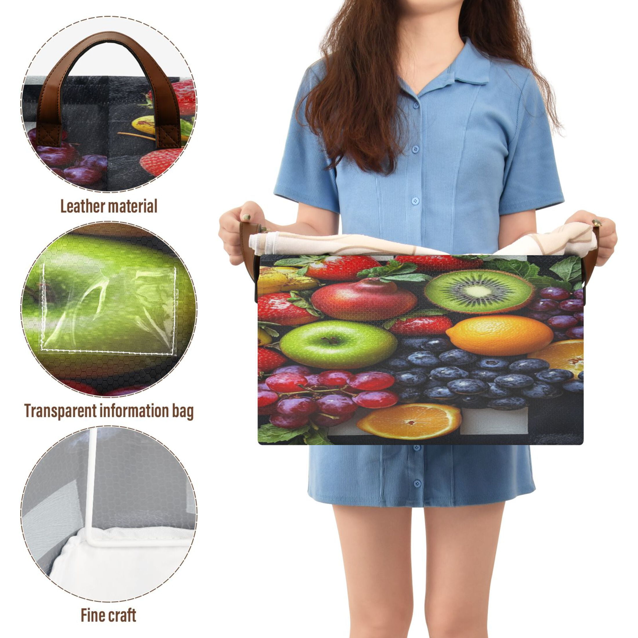 BZSMCE Collapsible Fabric Cube Storage Bins Fruit Painting Photo Design Pattern Storage Box