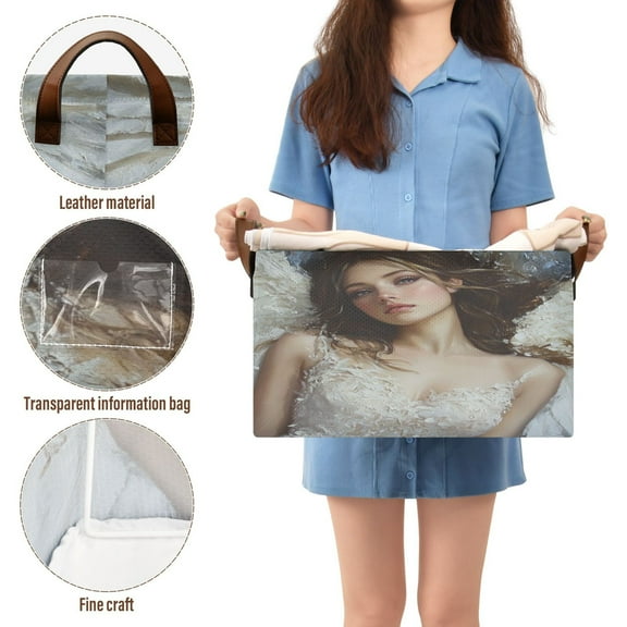 BZSMCE Collapsible Fabric Cube Storage Bins Girl in White with White Wing Design Pattern Storage Box