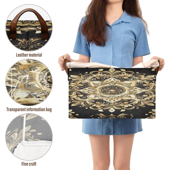 BZSMCE Collapsible Fabric Cube Storage Bins Gold Blossom Pattern Design Pattern Storage Box