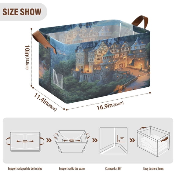 BZSMCE Collapsible Fabric Cube Storage Bins Great Castle Print Design Pattern Storage Box