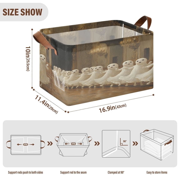BZSMCE Collapsible Fabric Cube Storage Bins Group Ballet Design Pattern Storage Box