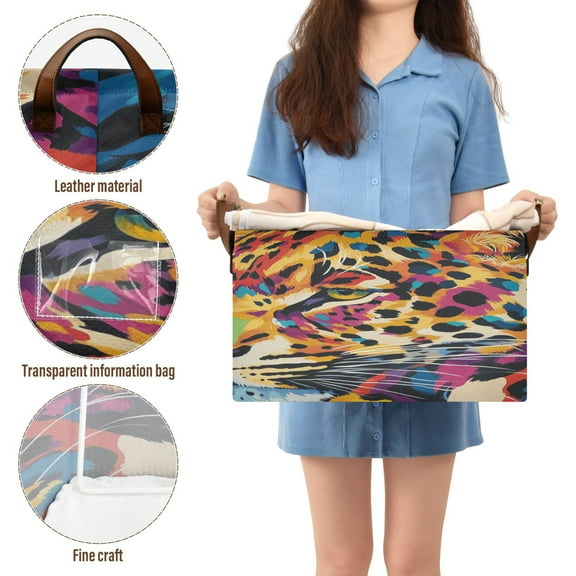 BZSMCE Collapsible Fabric Cube Storage Bins Leopard Colorful Pattern Design Pattern Storage Box