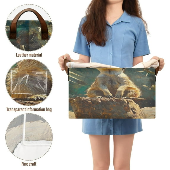 BZSMCE Collapsible Fabric Cube Storage Bins Meerkat Sitting on Wooden Design Pattern Storage Box
