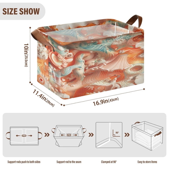 BZSMCE Collapsible Fabric Cube Storage Bins Mooli Seamless Pattern Design Pattern Storage Box